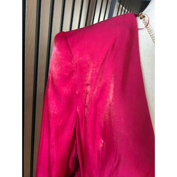 Zara red blazer shinny stylish with small shoulder padding work attire office we - Picture 2 of 7